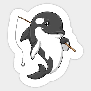 Orca as Fisher with Fishing rod Sticker